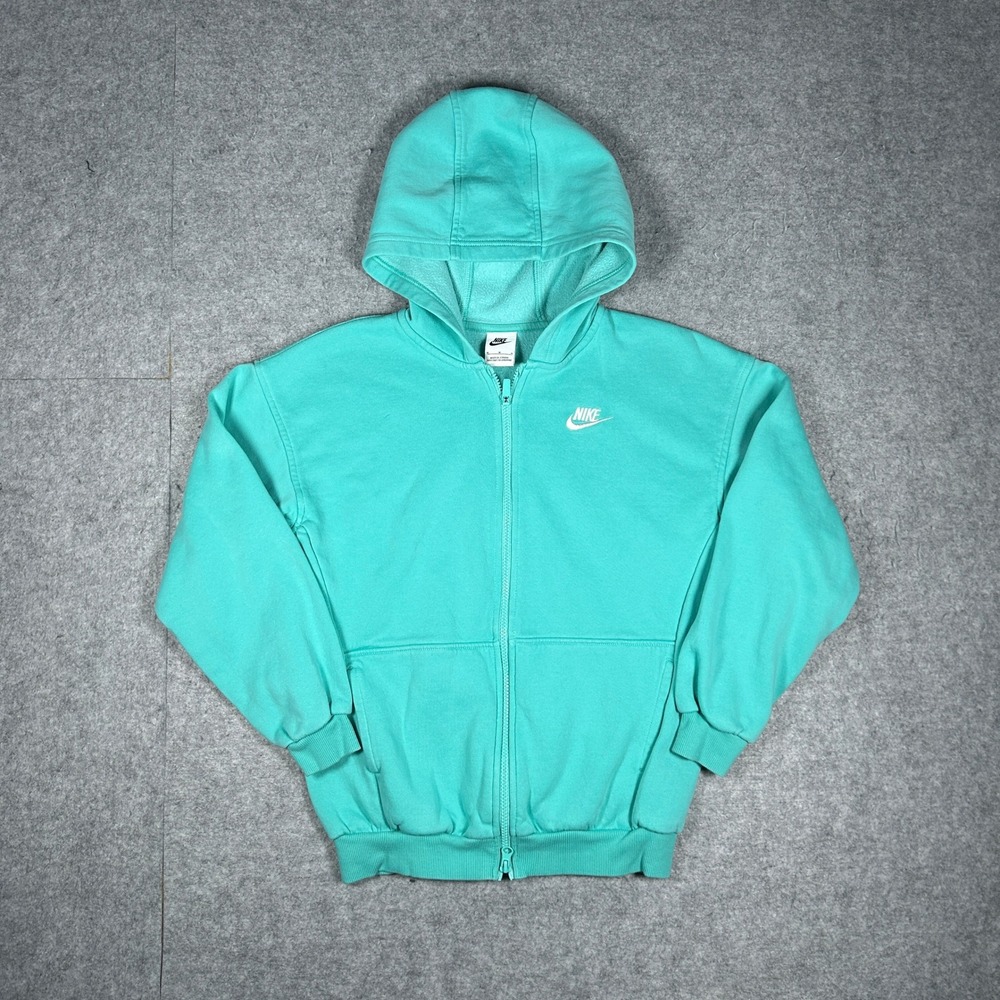 Nike Hoodie Mens M Teal Full Zip Fleece Sportswear FD2931-300 Gym Athletic Soft